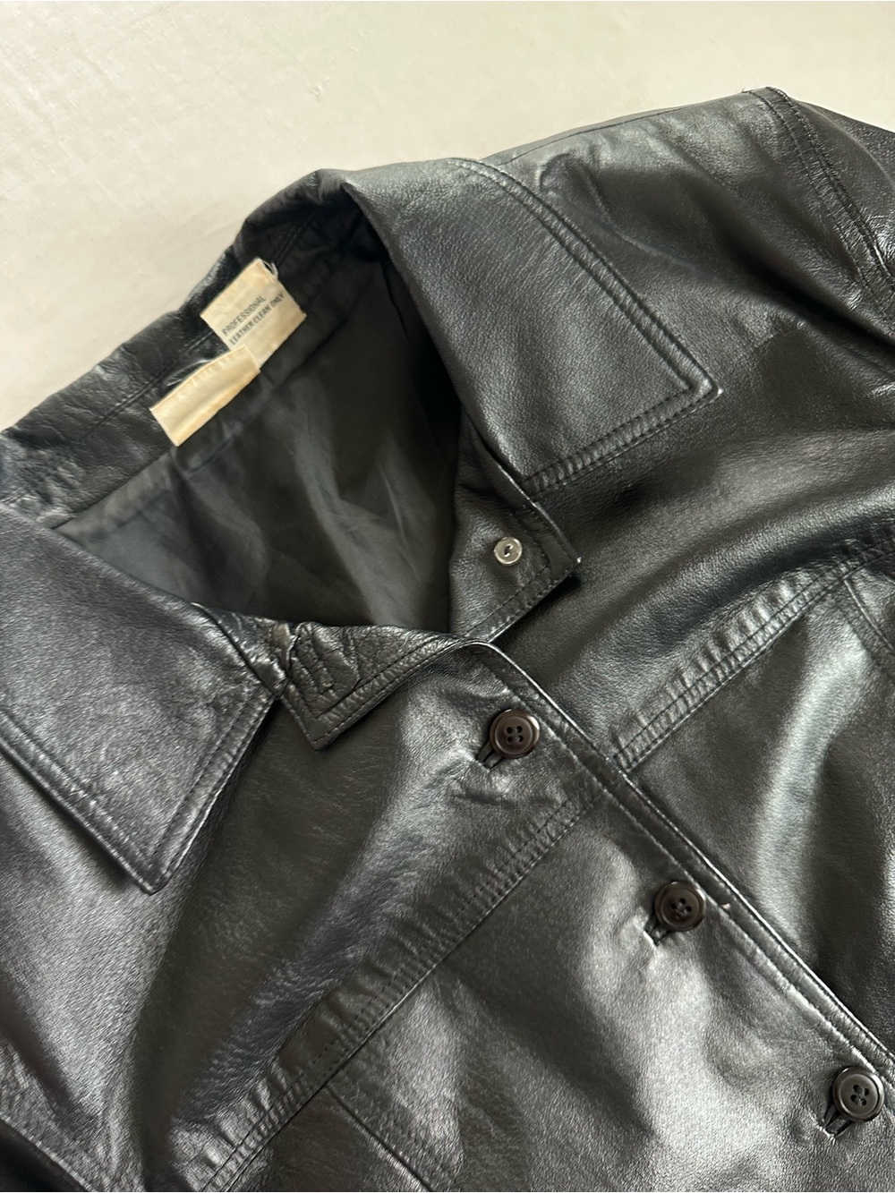 Vintage 100% Leather Newport News Black Women's Button Front Jacket - Picture 5 of 12